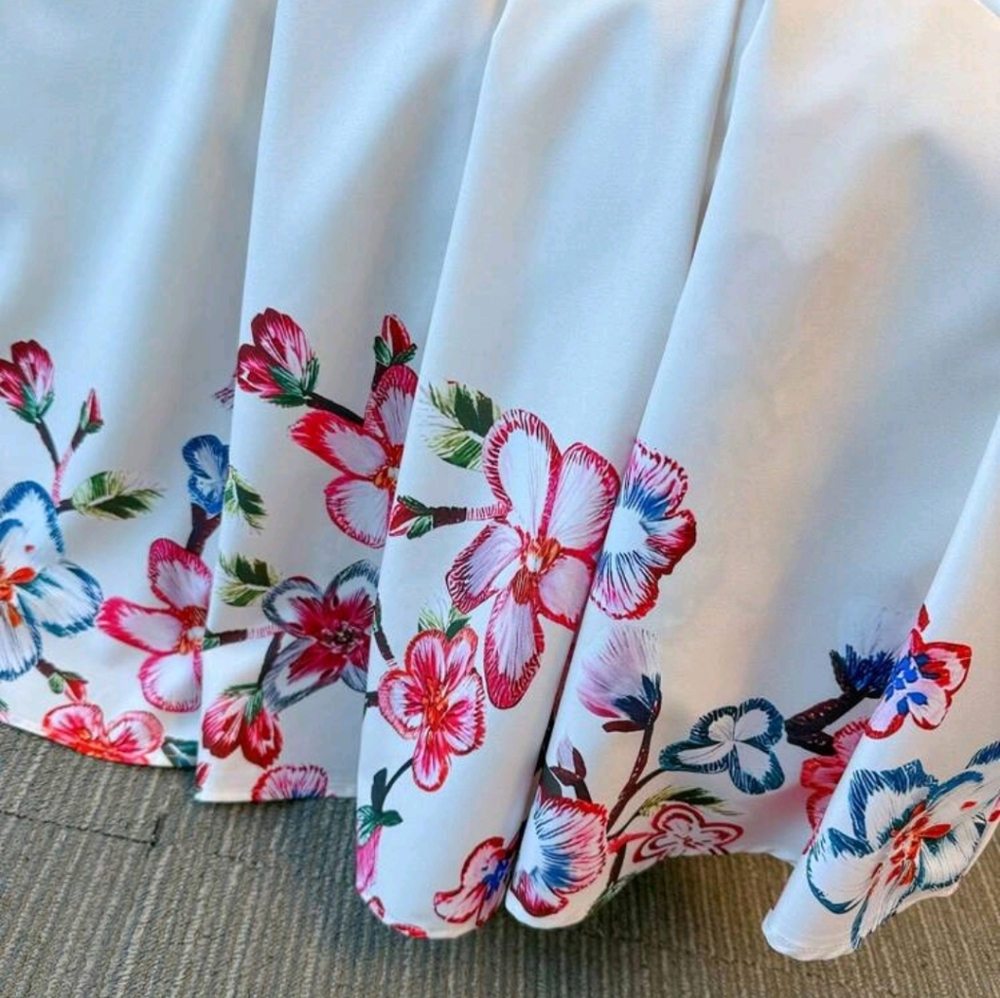 Women's Elegant Floral Print Shirt Dress, Suitable For Spring/Summer Holiday - Picture 5 of 7